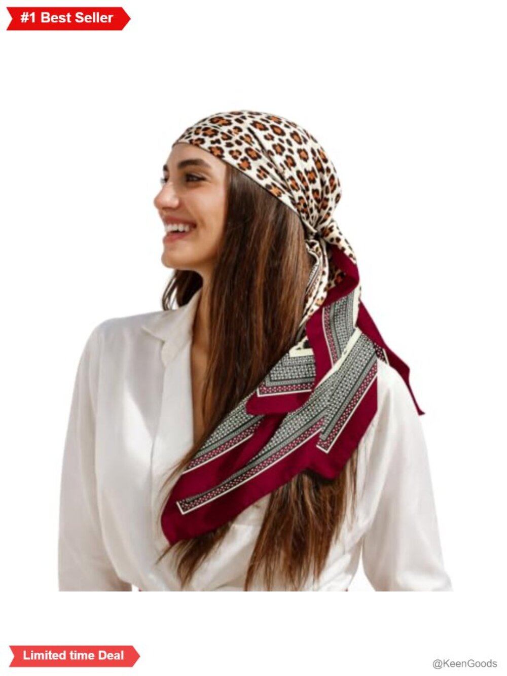 Satin Head Scarf 35" Large Square Bandana Beach Vacation Fashion Scarf